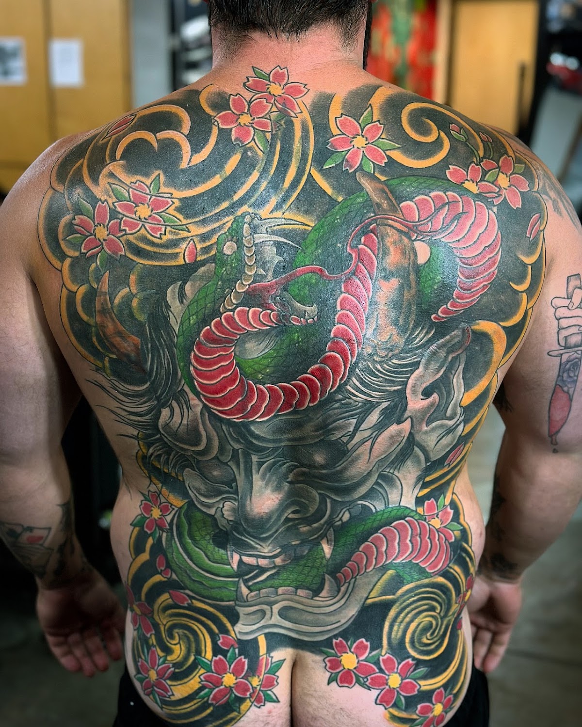 Full back Japanese style tattoo by Redemption Tattoo, Bend